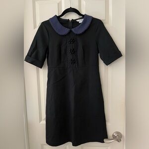 Boden Colette Short Sleeve Peterpan Collar Dress w/embroidered neckline black 6